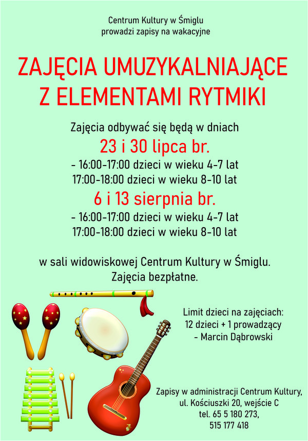 Wakacyjne zajęcia umuzykalniające